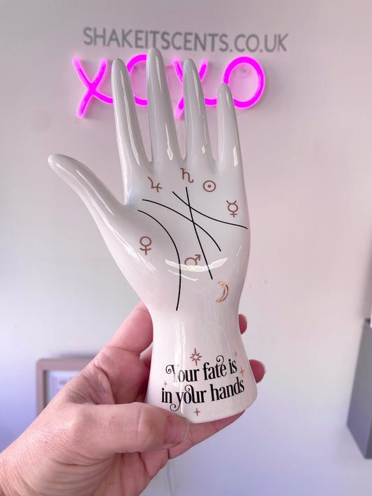 White Ceramic Palmistry Hand Ornament!